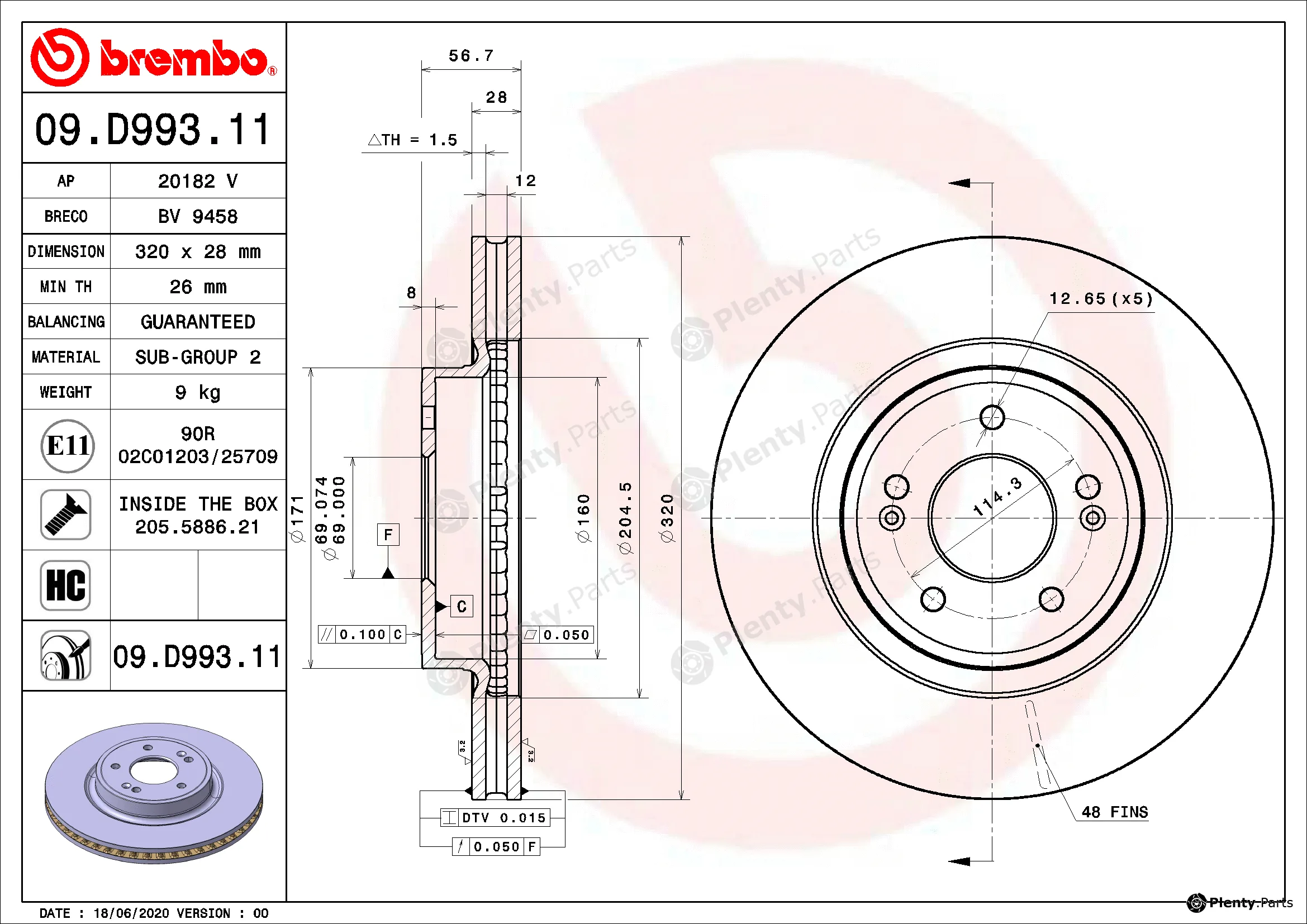 AP 20182V — Brake Disc COATED DISC LINE