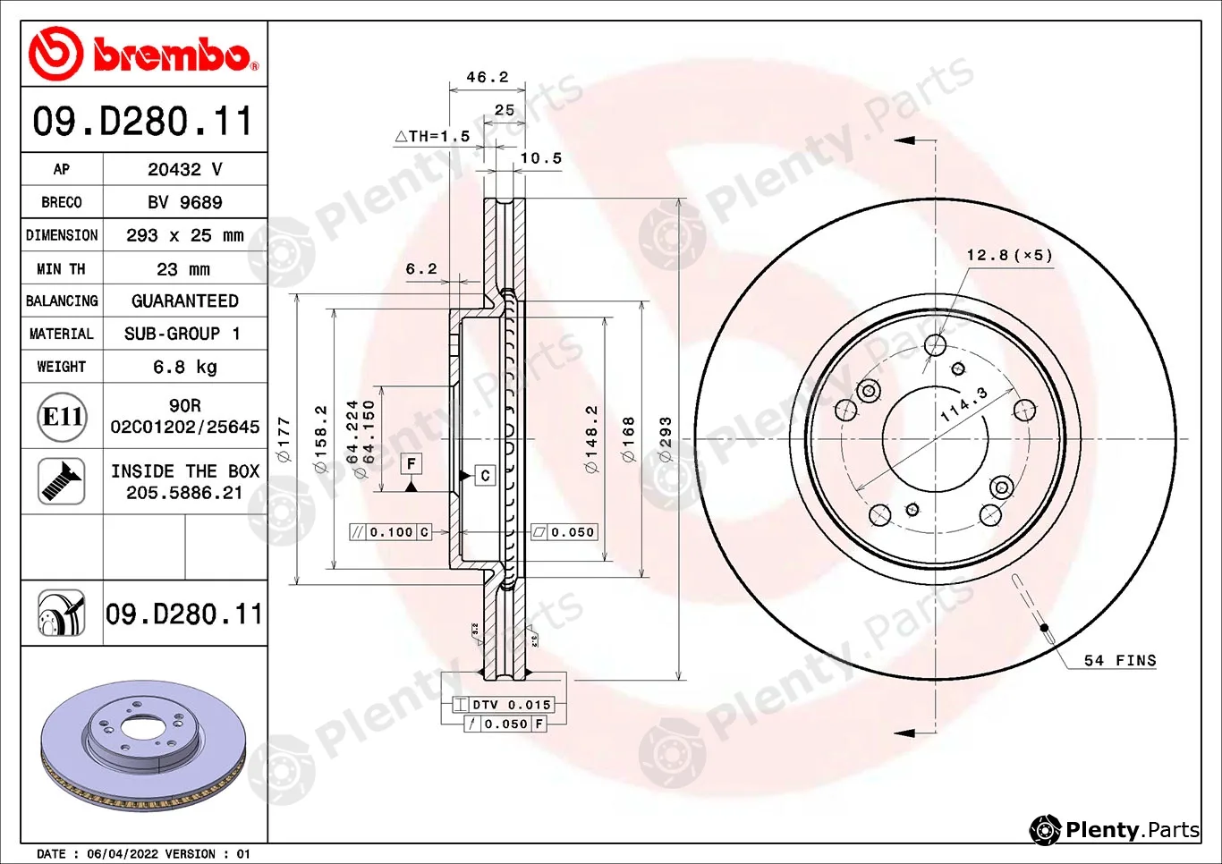 AP 20432V — Brake Disc COATED DISC LINE