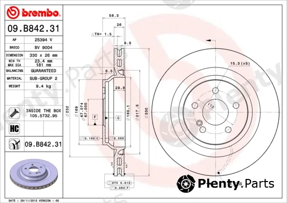 AP 25394V — Brake Disc COATED DISC LINE