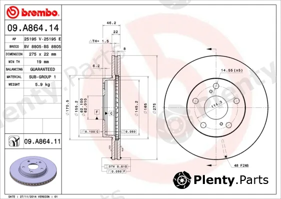 AP 25195V — Brake Disc COATED DISC LINE