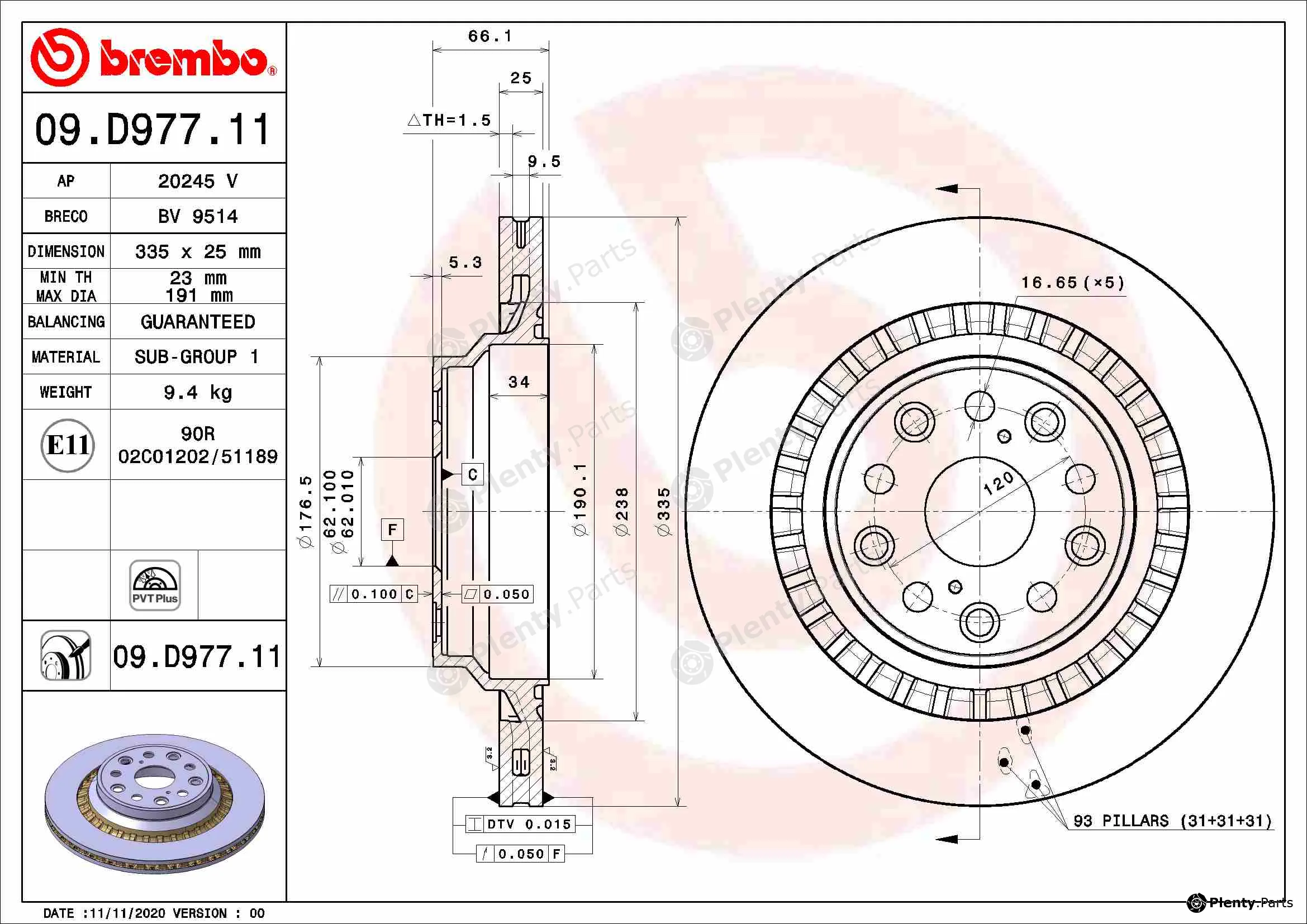 Breco BV9514 — Brake Disc COATED DISC LINE