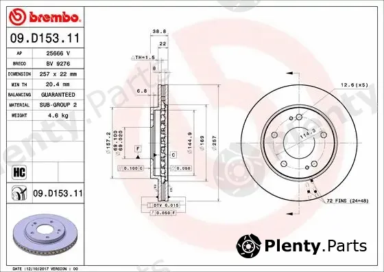 Breco BV9276 — Brake Disc COATED DISC LINE