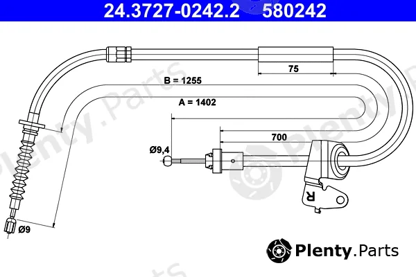 ATE 24.3727-0242.2 — Cable Pull, parking brake