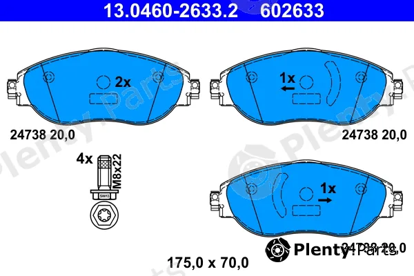 ATE 13.0460-2633.2 — Brake Pad Set, disc brake