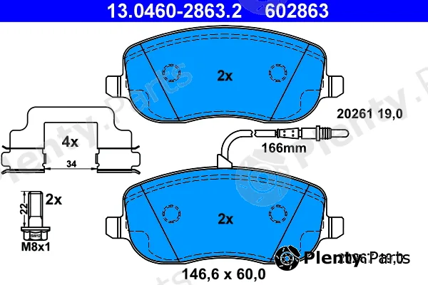 ATE 13.0460-2863.2 — Brake Pad Set, disc brake