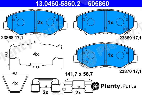 ATE 13.0460-5860.2 — Brake Pad Set, disc brake