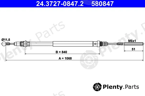 ATE 24.3727-0847.2 — Cable Pull, parking brake
