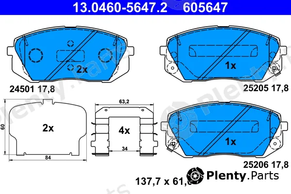 ATE 13.0460-5647.2 — Brake Pad Set, disc brake