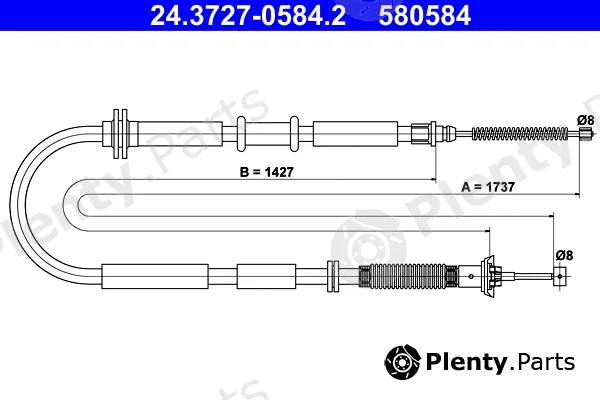 ATE 24.3727-0584.2 — Cable Pull, parking brake