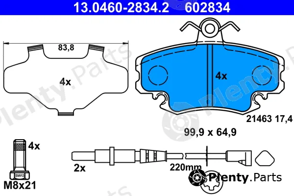 ATE 13.0460-2834.2 — Brake Pad Set, disc brake