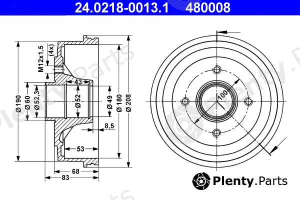 ATE 24.0218-0013.1 — Brake Drum