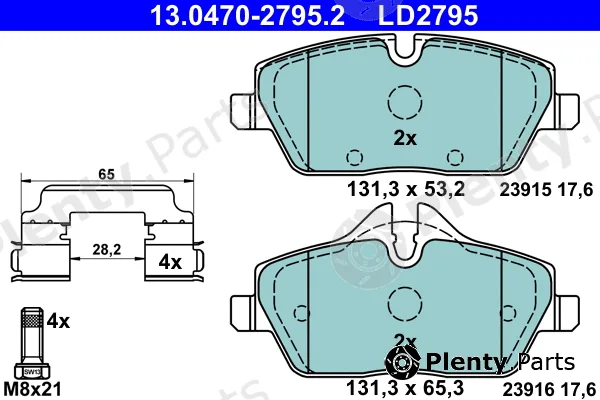 ATE 13.0470-2795.2 — Brake Pad Set, disc brake ATE Ceramic