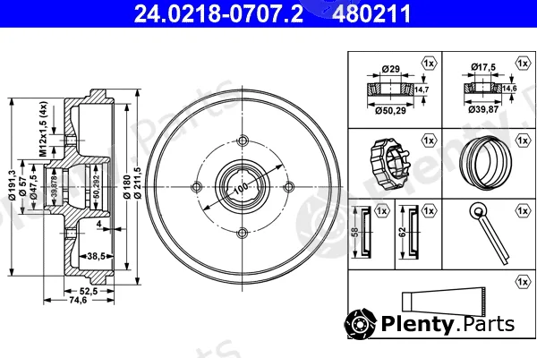 ATE 24.0218-0707.2 — Brake Drum