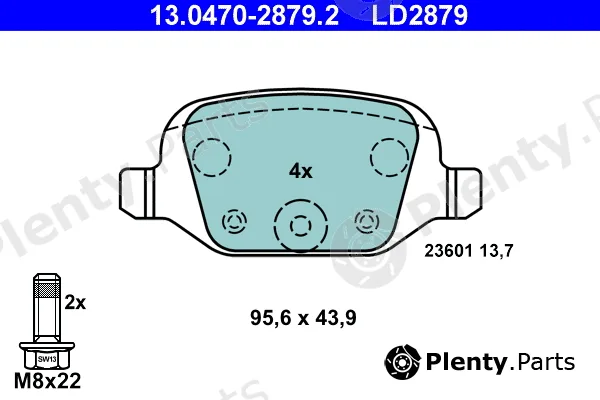 ATE 13.0470-2879.2 — Brake Pad Set, disc brake ATE Ceramic