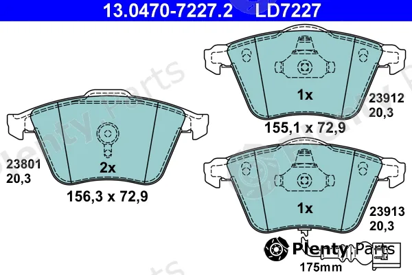 ATE 13.0470-7227.2 — Brake Pad Set, disc brake ATE Ceramic