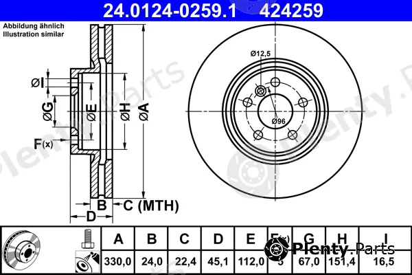 ATE 24.0124-0259.1 — Brake Disc