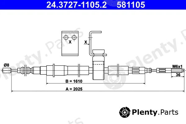 ATE 24.3727-1105.2 — Cable Pull, parking brake