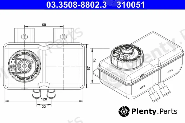 ATE 03.3508-8802.3 — Expansion Tank, brake fluid