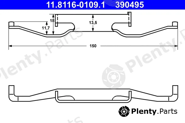 ATE 11.8116-0109.1 — Spring, brake caliper