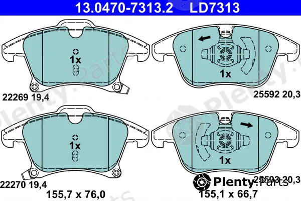 ATE 13.0470-7313.2 — Brake Pad Set, disc brake ATE Ceramic
