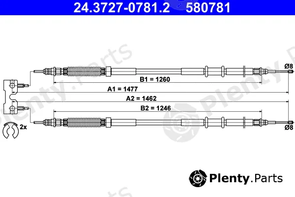 ATE 24.3727-0781.2 — Cable Pull, parking brake