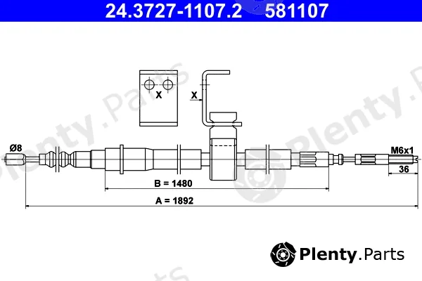 ATE 24.3727-1107.2 — Cable Pull, parking brake