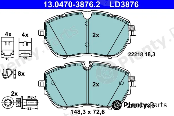 ATE 13.0470-3876.2 — Brake Pad Set, disc brake ATE Ceramic