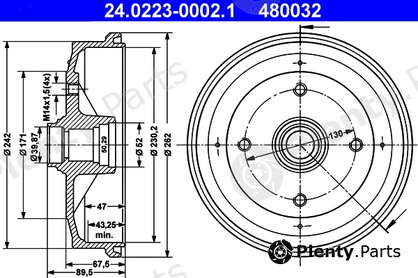 ATE 24.0223-0002.1 — Brake Drum