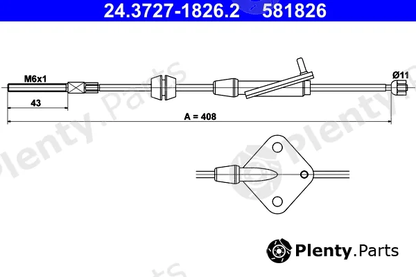 ATE 24.3727-1826.2 — Cable Pull, parking brake
