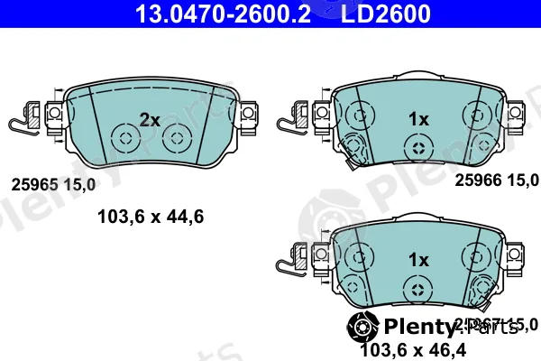 ATE 13.0470-2600.2 — Brake Pad Set, disc brake ATE Ceramic