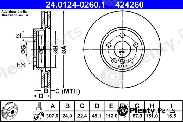 ATE 24.0124-0260.1 — Brake Disc