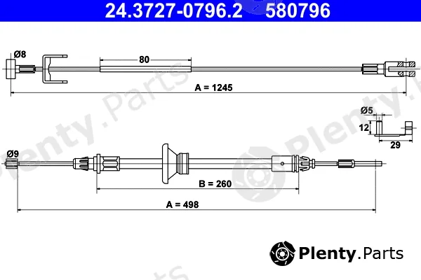 ATE 24.3727-0796.2 — Cable Pull, parking brake