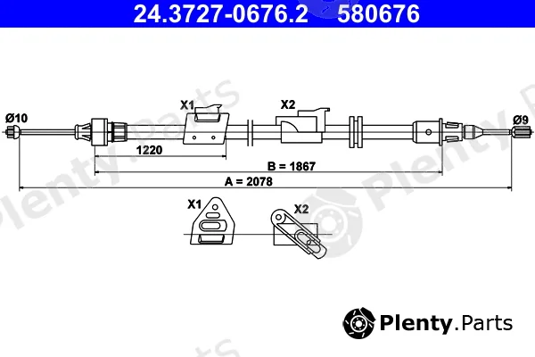 ATE 24.3727-0676.2 — Cable Pull, parking brake