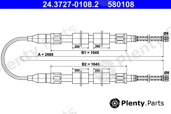 ATE 24.3727-0108.2 — Cable Pull, parking brake