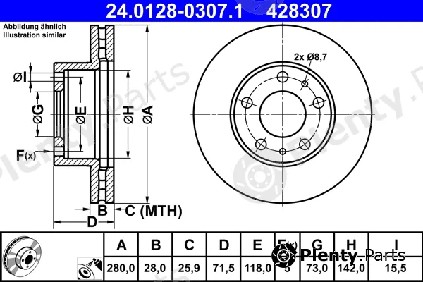 ATE 24.0128-0307.1 — Brake Disc