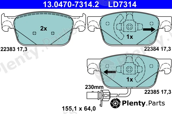 ATE 13.0470-7314.2 — Brake Pad Set, disc brake ATE Ceramic
