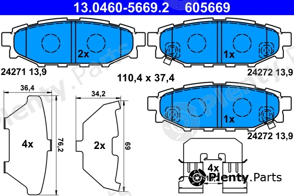 ATE 13.0460-5669.2 — Brake Pad Set, disc brake