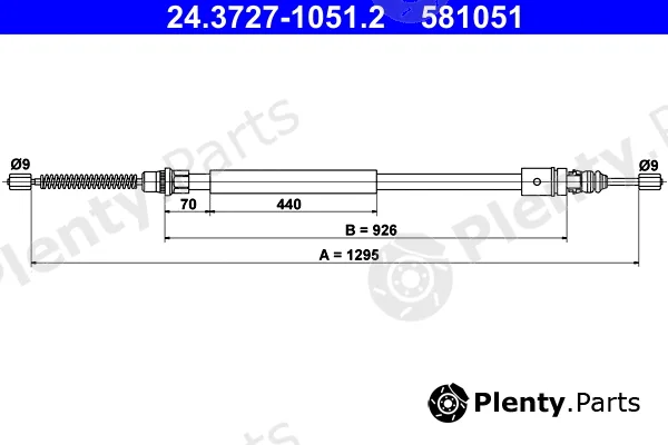 ATE 24.3727-1051.2 — Cable Pull, parking brake