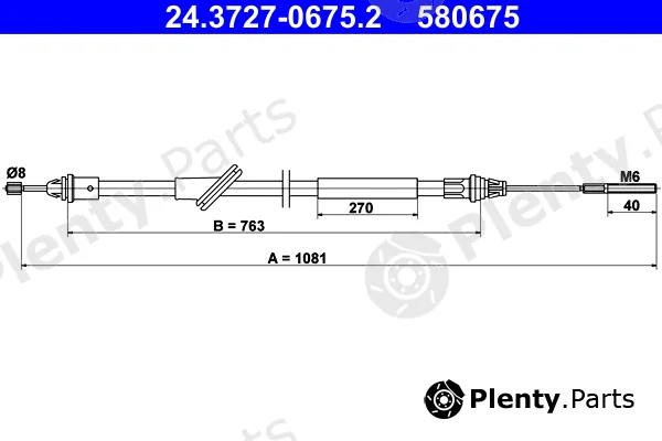 ATE 24.3727-0675.2 — Cable Pull, parking brake