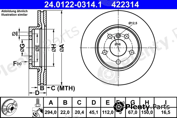ATE 24.0122-0314.1 — Brake Disc