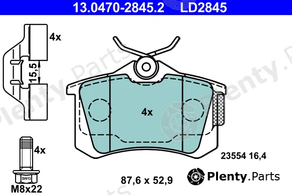 ATE 13.0470-2845.2 — Brake Pad Set, disc brake ATE Ceramic