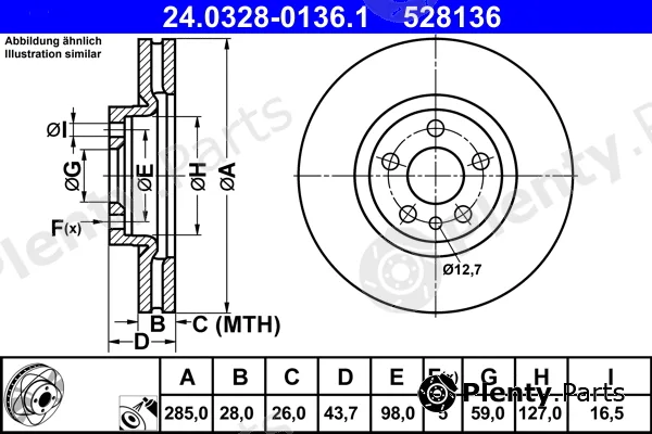 ATE 24.0328-0136.1 — Brake Disc PowerDisc