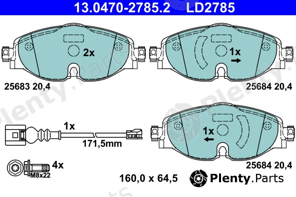 ATE 13.0470-2785.2 — Brake Pad Set, disc brake ATE Ceramic