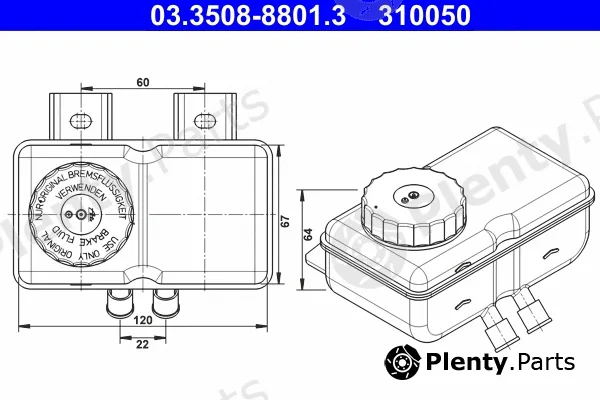 ATE 03.3508-8801.3 — Expansion Tank, brake fluid