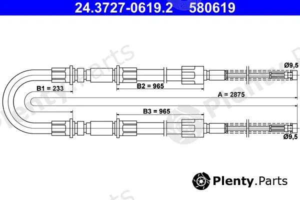 ATE 24.3727-0619.2 — Cable Pull, parking brake