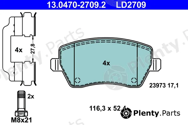 ATE 13.0470-2709.2 — Brake Pad Set, disc brake ATE Ceramic