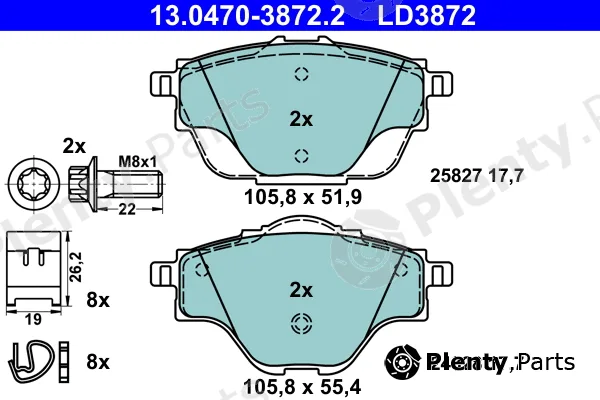 ATE 13.0470-3872.2 — Brake Pad Set, disc brake ATE Ceramic
