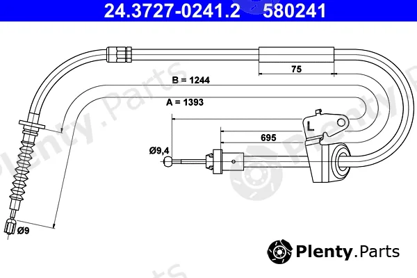 ATE 24.3727-0241.2 — Cable Pull, parking brake