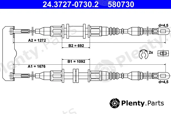 ATE 24.3727-0730.2 — Cable Pull, parking brake