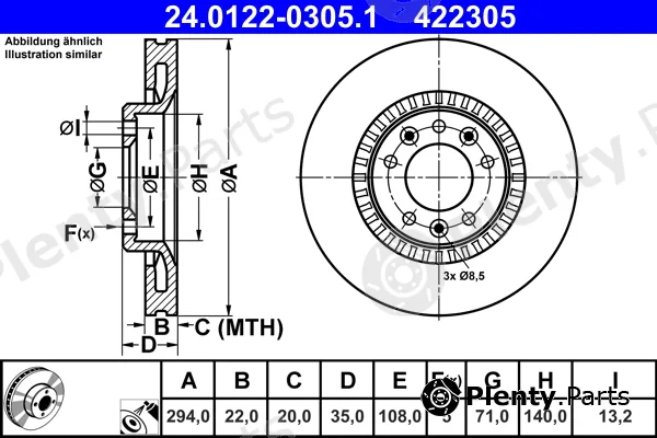 ATE 24.0122-0305.1 — Brake Disc